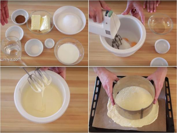 Process of preparation of the biscuit. Screenshots from channel "Family Kitchen"