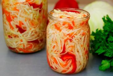 Very tasty pickled cabbage in winter