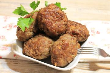 Delicious homemade meat patties with oat flakes