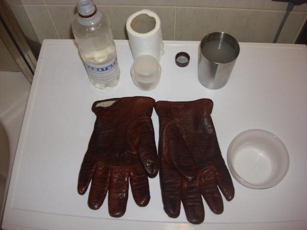 Picture taken by the author (ammonia, water, gloves)