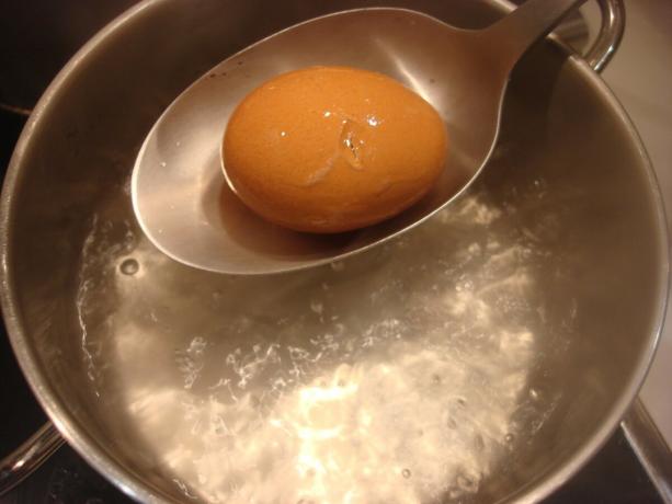 Picture taken by the author (dip the egg into greased pan)