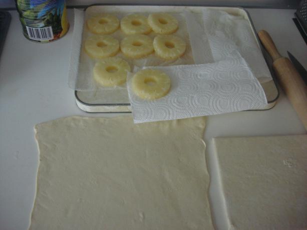 Picture taken by the author (the dough, Dried pineapples)