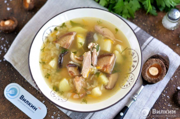 Soup with mushrooms and chicken