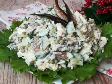Salad "Old Town". Very tender and tasty salad with sprats