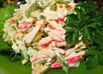 Salad "Sea" with crab sticks and squid. Swept away from the table in 5 minutes!