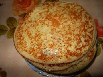 Tatar pancakes on semolina. Lush and delicious