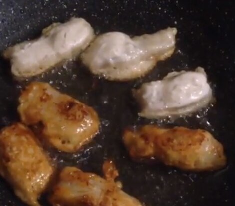 Fry breaded pollock from all sides for 2-3 minutes in a vegetable oil