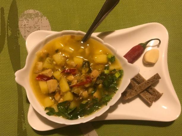 Our family loves spicy and like pea soup. I combined these two loves in one, and it turned out very unusual and delicious!