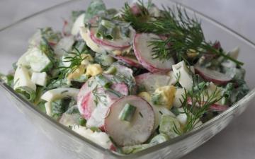 Salad of radish in a hurry. Simple and very tasty !!!