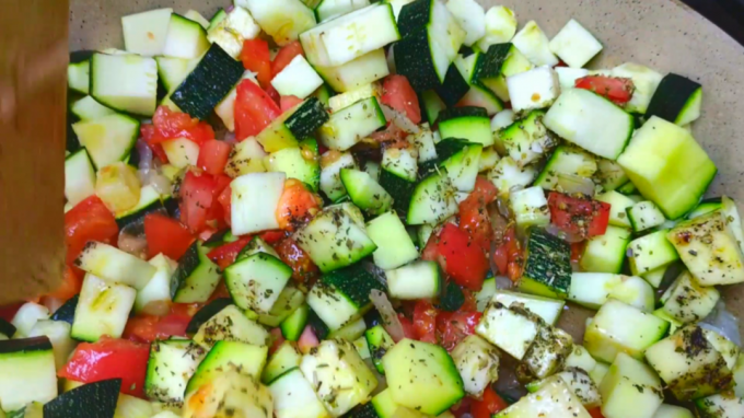 Zucchini in a pan