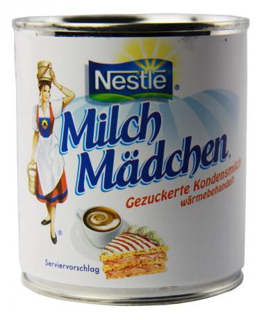 German label condensed milk. Milch Mädchen - Dairy Girl