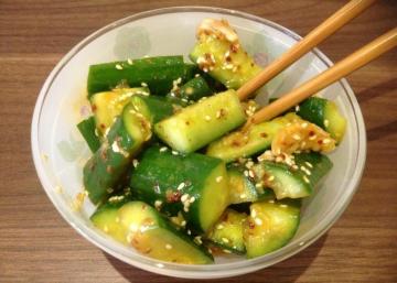 Spicy snack: cucumbers, garlic and pepper in Korean