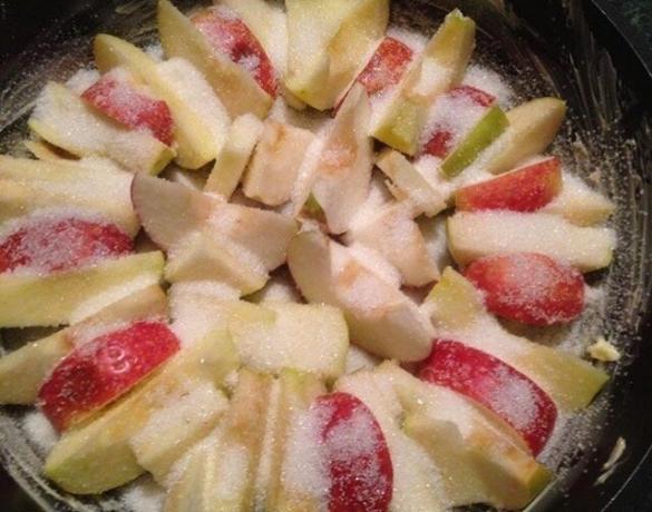 Before baking apples.