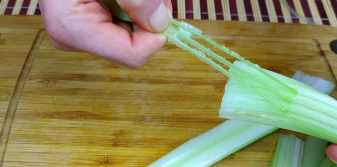 We remove fibers, so the celery will not be tough, but tasty.