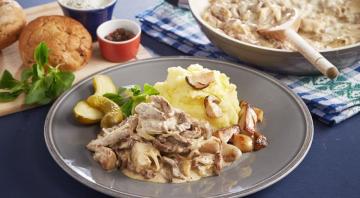 This beef in a creamy mushroom sauce just melts in your mouth!