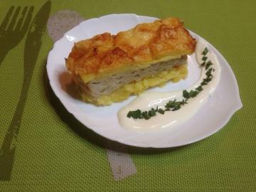 Casserole with potatoes and stuffing. Simple step by step recipe.