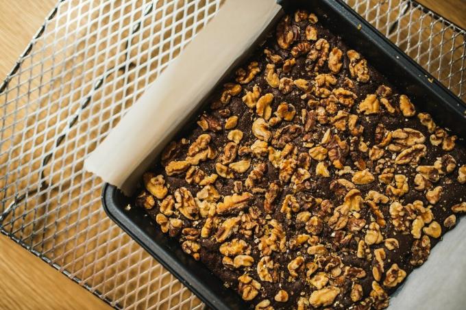 Brownie is perfectly combined with walnuts