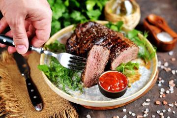 Beef steak on a grill pan