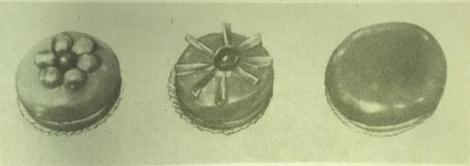 Cake "Bush" in different versions. Photo from the book "Production of pastries and cakes," 1976 