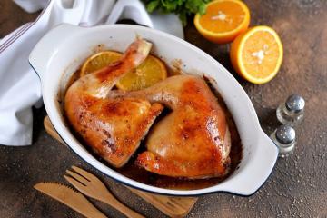 Chicken in honey-soy marinade, baked in the oven