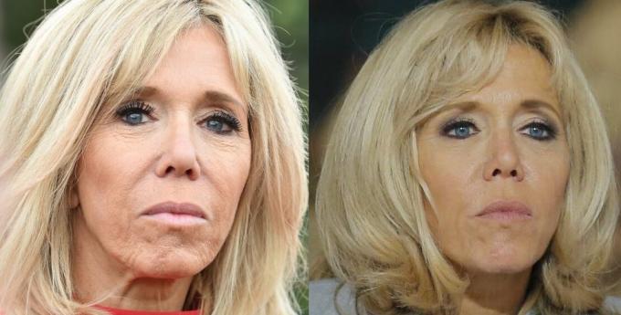 Brigitte Macron. It looks like eyelashes.