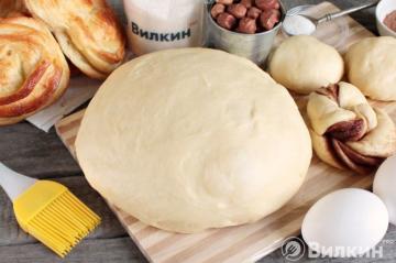 Delicious yeast dough on milk for buns